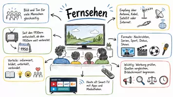 Vorschau - Arbeitsblätter - Arbeitsblätter zum Thema "Fernsehen" + Lösung & MP3 + Mindmap + Infografik - Seite 1