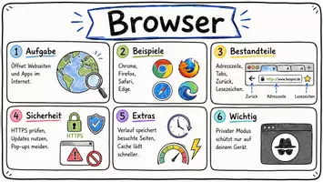 Vorschau - Arbeitsblätter - Arbeitsblätter "Browser" + Lösung & MP3 + Mindmap + Infografik - Seite 1