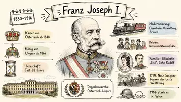 Vorschau - Arbeitsblätter - AB mit Fragen zum Thema "Franz Joseph der Erste" + Lösungsblatt + Infografik - Seite 1