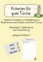 Vorschau - Arbeitsblätter - Türme bauen - Kriterien für hohe und stabile Türme - Deckblatt