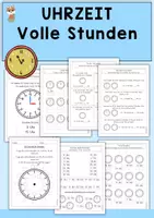 Vorschau - Arbeitsblätter - Uhrzeiten volle Stunden, Klasse 1/2 - Deckblatt