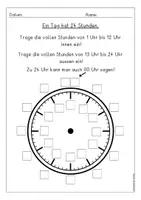 Vorschau - Arbeitsblätter - Uhrzeiten volle Stunden, Klasse 1/2 - Seite 1