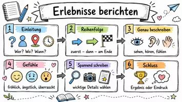 Vorschau - Arbeitsblätter - Lernposter + AB mit Fragen zum Thema "Erlebnisse berichten" + Lösungsblatt + Mindmap + Infografik - Seite 2