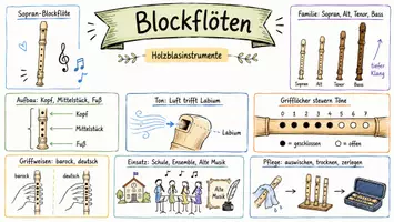 Vorschau - Arbeitsblätter - Arbeitsblätter zum Thema "Blockflöte" + Lösung & MP3 + Mindmap + Infografik - Seite 1