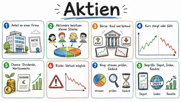 Vorschau - Arbeitsblätter - Arbeitsblatt "Aktien" + Onlineübung & MP3 + Mindmap + Infografik - Seite 1