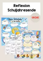 Vorschau - Arbeitsblätter - Materialpaket: Reflexion Schuljahresende (bunt, schwarz-weiß) - Seite 1