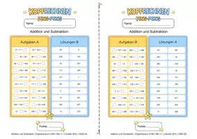 Vorschau - Arbeitsblätter - Kopfrechnen Ping Pong Addition/Subtraktion bis 500 mit Umkehraufgaben - Seite 3