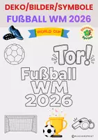 Vorschau - Mal- und Bastelvorlagen - Fußball WM 2026 - Symbole/Bilder zum Ausmalen/Deko - Deckblatt