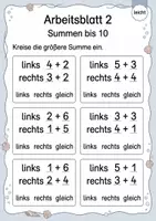 Vorschau - Arbeitsblätter - Größere Summe finden bis 10 | Mathematik Klasse 1 | 5 Arbeitsblätter als PDF - Seite 2