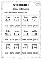 Vorschau - Arbeitsblätter - Kleinere Differenz finden bis 10 | Mathematik Klasse 1 | 5 Arbeitsblätter als PDF - Seite 1