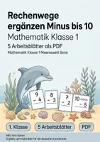 Vorschau - Arbeitsblätter - Rechenwege ergänzen Minus bis 10 | Mathematik Klasse 1 | 5 Arbeitsblätter als PDF - Deckblatt