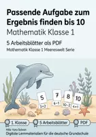 Vorschau - Arbeitsblätter - Passende Aufgabe zum Ergebnis finden bis 10 | Mathematik Klasse 1 | 5 Arbeitsblätter als PDF - Deckblatt