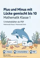 Vorschau - Arbeitsblätter - Plus und Minus mit Lücke gemischt bis 10 | Mathematik Klasse 1 | 5 Arbeitsblätter als PDF - Deckblatt