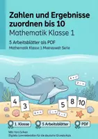 Vorschau - Arbeitsblätter - Zahlen und Ergebnisse zuordnen bis 10 | Mathematik Klasse 1 | 5 Arbeitsblätter als PDF - Deckblatt