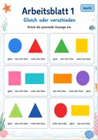 Vorschau - Arbeitsblätter - Formen sortieren und vergleichen | Mathematik Klasse 1 | 5 Arbeitsblätter als PDF - Seite 1