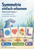 Vorschau - Arbeitsblätter - Symmetrie einfach erkennen | Mathematik Klasse 1 | 5 Arbeitsblätter als PDF - Deckblatt