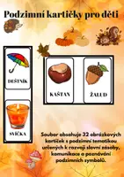 Náhled - Podzimní kartičky pro děti | 32 obrázkových kartiček - krycí list