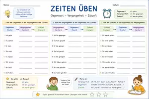 Vorschau - Arbeitsblätter - Zeitformen - G/V/Z üben ⏰ - Deckblatt
