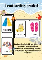 Náhled - Letní kartičky pro děti | 32 obrázkových kartiček - krycí list