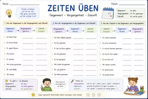 Vorschau - Arbeitsblätter - Zeitformen - G/V/Z üben ⏰ - Seite 1