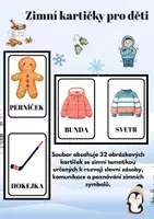 Náhled - Zimní kartičky pro děti | 32 obrázkových kartiček - krycí list