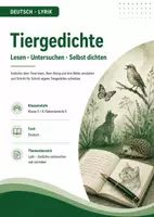 Vorschau - Unterrichtsreihen - Tiergedichte untersuchen und selbst schreiben – Lyrik Übungsheft Klasse 5/6 mit Lösungen - Deckblatt