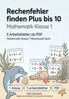 Vorschau - Arbeitsblätter - Rechenfehler finden Plus bis 10 | Mathematik Klasse 1 | 5 Arbeitsblätter als PDF - Deckblatt