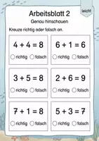 Vorschau - Arbeitsblätter - Rechenfehler finden Plus bis 10 | Mathematik Klasse 1 | 5 Arbeitsblätter als PDF - Seite 2