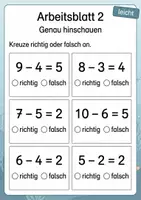 Vorschau - Arbeitsblätter - Rechenfehler finden Minus bis 10 | Mathematik Klasse 1 | 5 Arbeitsblätter als PDF - Seite 2