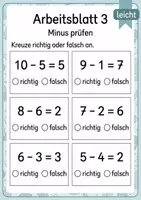 Vorschau - Arbeitsblätter - Rechenfehler finden Minus bis 10 | Mathematik Klasse 1 | 5 Arbeitsblätter als PDF - Seite 3