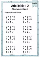 Vorschau - Arbeitsblätter - Rechenmuster Plus bis 10 | Mathematik Klasse 1 | 5 Arbeitsblätter als PDF - Seite 2