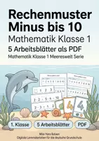 Vorschau - Arbeitsblätter - Rechenmuster Minus bis 10 | Mathematik Klasse 1 | 5 Arbeitsblätter als PDF - Deckblatt