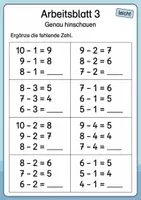 Vorschau - Arbeitsblätter - Rechenmuster Minus bis 10 | Mathematik Klasse 1 | 5 Arbeitsblätter als PDF - Seite 3