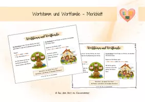 Vorschau - Merkblätter - Wortstamm und Wortfamilie- Merkblatt - Deckblatt