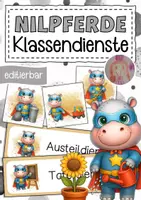 Vorschau - Bildkarten - Nilpferdklasse Klassendienste Klassentier Nilpferd - Deckblatt