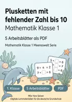 Vorschau - Arbeitsblätter - Plusketten mit fehlender Zahl bis 10 | Mathematik Klasse 1 | 5 Arbeitsblätter als PDF - Deckblatt