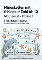 Vorschau - Arbeitsblätter - Minusketten mit fehlender Zahl bis 10 | Mathematik Klasse 1 | 5 Arbeitsblätter als PDF - Deckblatt