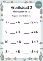 Vorschau - Arbeitsblätter - Lückenaufgaben bis 10 | Mathematik Klasse 1 | 5 Arbeitsblätter als PDF - Seite 2