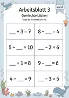 Vorschau - Arbeitsblätter - Lückenaufgaben bis 10 | Mathematik Klasse 1 | 5 Arbeitsblätter als PDF - Seite 3