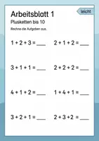 Vorschau - Arbeitsblätter - Rechenketten bis 10 | Mathematik Klasse 1 | 5 Arbeitsblätter als PDF - Seite 1