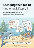 Vorschau - Arbeitsblätter - Sachaufgaben bis 10 | Mathematik Klasse 1 | 5 Arbeitsblätter als PDF - Deckblatt