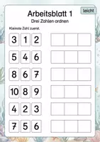 Vorschau - Arbeitsblätter - Zahlen ordnen bis 10 | Mathematik Klasse 1 | 5 Arbeitsblätter als PDF - Seite 1