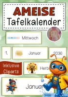 Vorschau - Bildkarten - Ameisenklasse Tafelkalender Klassentier Ameise Superhelden - Deckblatt