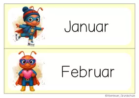 Vorschau - Bildkarten - Ameisenklasse Tafelkalender Klassentier Ameise Superhelden - Seite 1