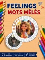 Aperçu - Apprentissages en autonomie - Feelings : Mots mêlés et activité de coloriage | SEL imprimable - Page de couverture