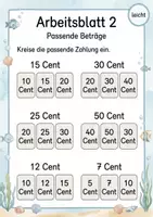 Vorschau - Arbeitsblätter - Passend bezahlen bis 50 Cent | Mathematik Klasse 1 | 5 Arbeitsblätter als PDF - Seite 2