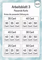 Vorschau - Arbeitsblätter - Passend bezahlen bis 50 Cent | Mathematik Klasse 1 | 5 Arbeitsblätter als PDF - Seite 3