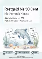 Vorschau - Arbeitsblätter - Restgeld bis 50 Cent | Mathematik Klasse 1 | 5 Arbeitsblätter als PDF - Deckblatt