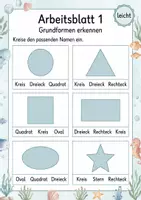 Vorschau - Arbeitsblätter - Formen erkennen und benennen | Mathematik Klasse 1 | 5 Arbeitsblätter als PDF - Seite 1
