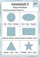 Vorschau - Arbeitsblätter - Formen erkennen und benennen | Mathematik Klasse 1 | 5 Arbeitsblätter als PDF - Seite 3